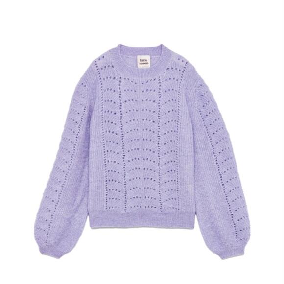 Aritzia Little Moon Purple Gardenia Pointelle Mohair Crewneck Sweater Size XXS - Picture 1 of 15